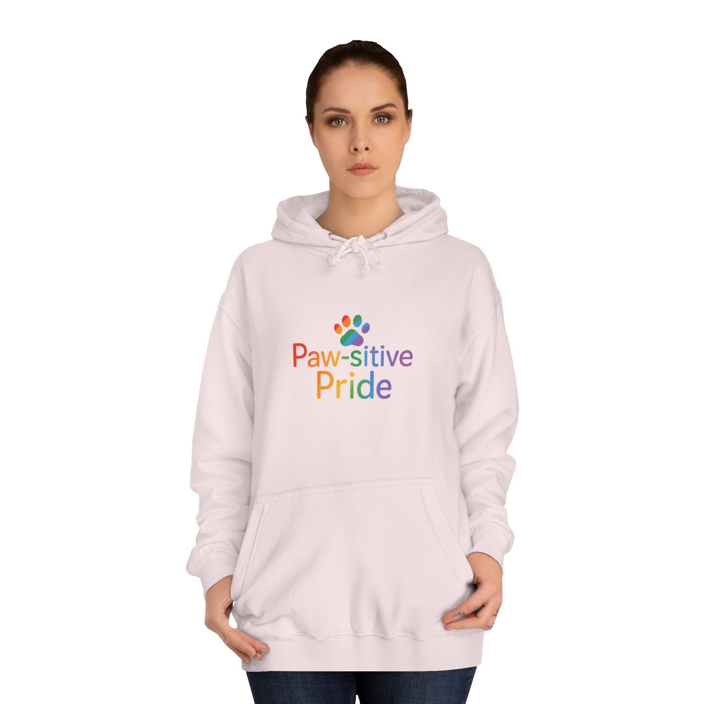 US Paw-sitive Pride College Hoodie, Unisex Hoodie, Gift for Pet Lovers, LGBTQ+ Apparel, Cozy College Sweatshirt, Animal Lover Fashion