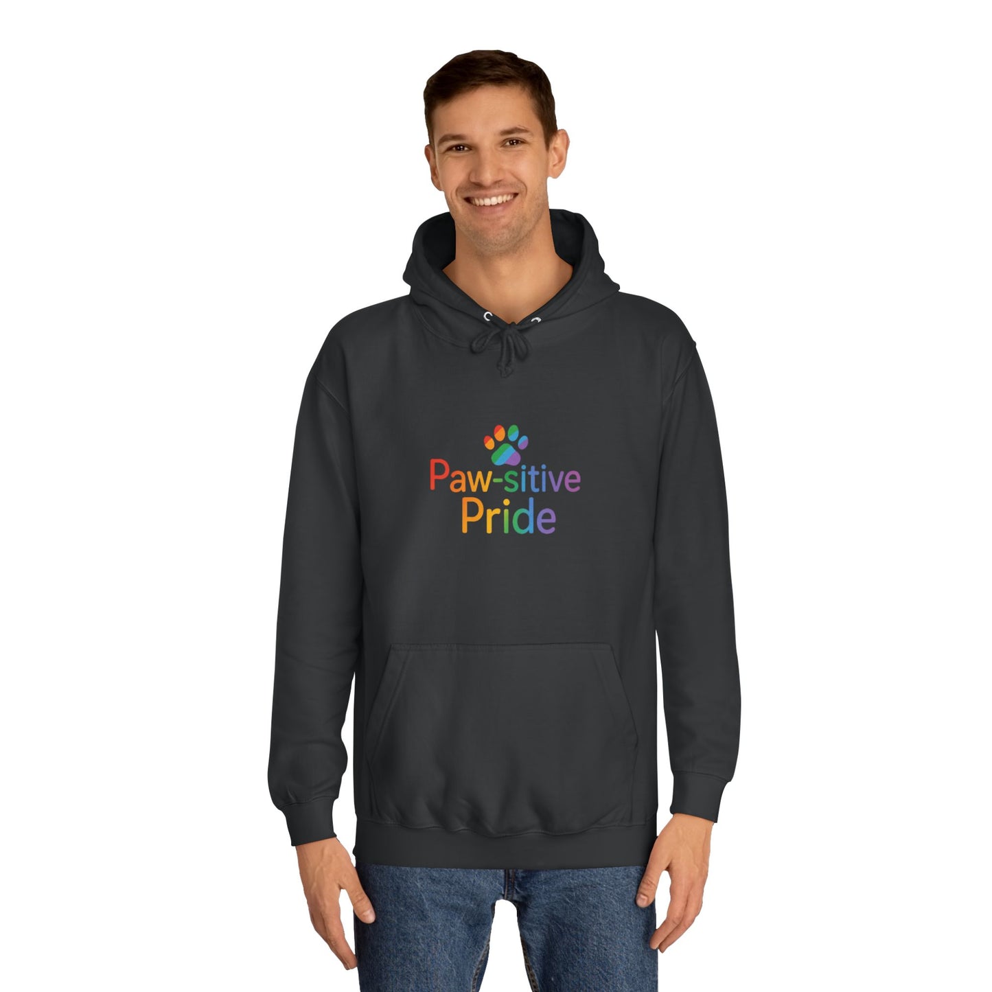 US Paw-sitive Pride College Hoodie, Unisex Hoodie, Gift for Pet Lovers, LGBTQ+ Apparel, Cozy College Sweatshirt, Animal Lover Fashion