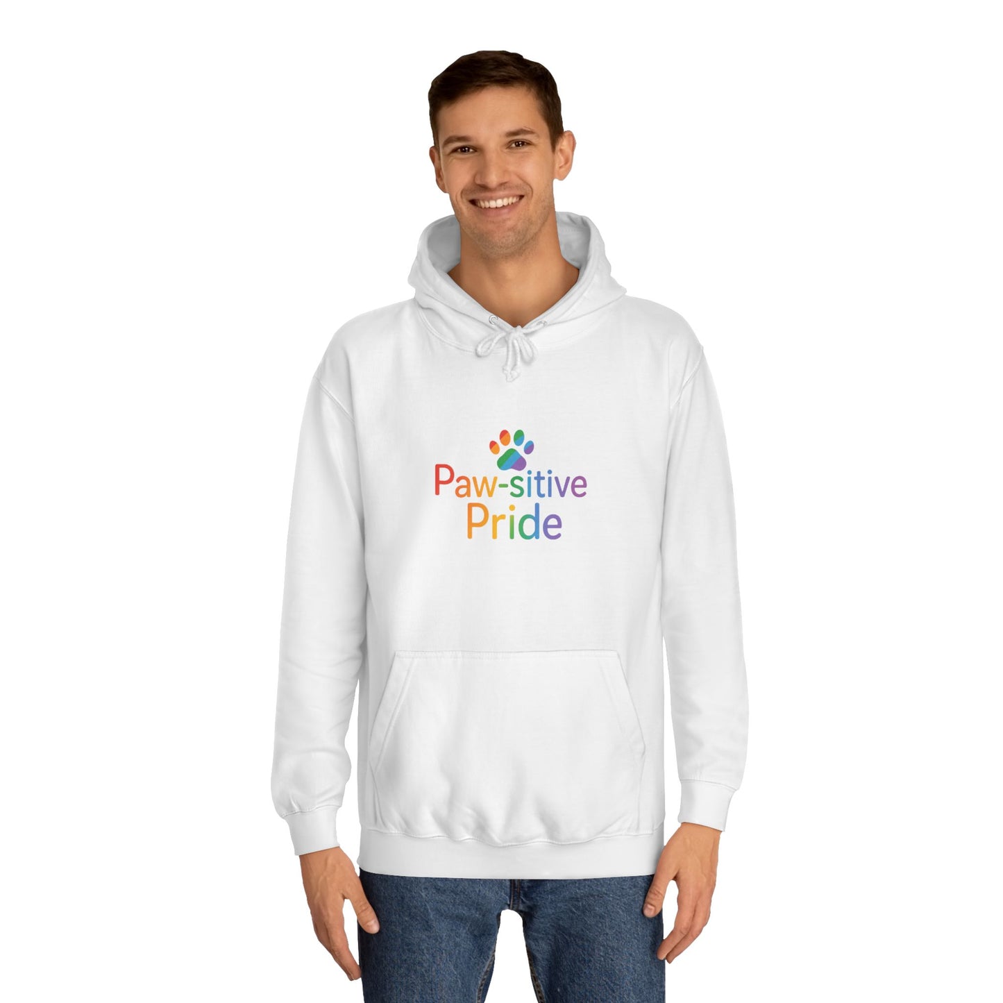 US Paw-sitive Pride College Hoodie, Unisex Hoodie, Gift for Pet Lovers, LGBTQ+ Apparel, Cozy College Sweatshirt, Animal Lover Fashion