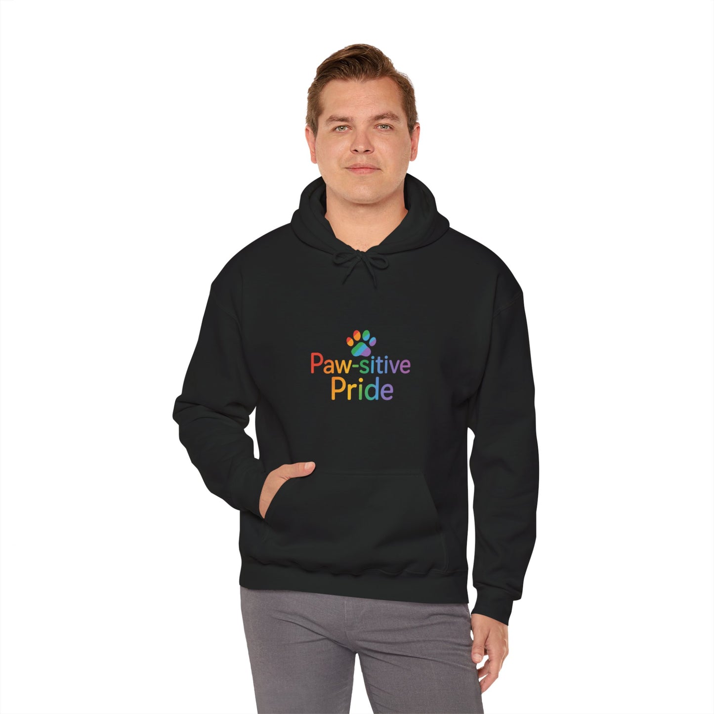 UK Paw-sitive Pride Hoodie - Unisex Heavy Blend™ Sweatshirt for Pet Lovers, LGBTQ+ Pride Apparel, Gift for Animal Lovers, Cozy Warmth