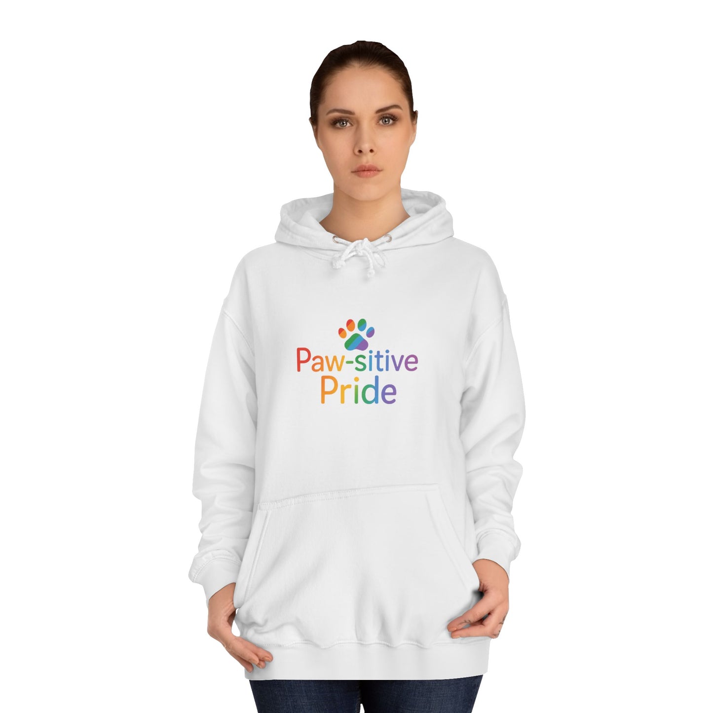 US Paw-sitive Pride College Hoodie, Unisex Hoodie, Gift for Pet Lovers, LGBTQ+ Apparel, Cozy College Sweatshirt, Animal Lover Fashion