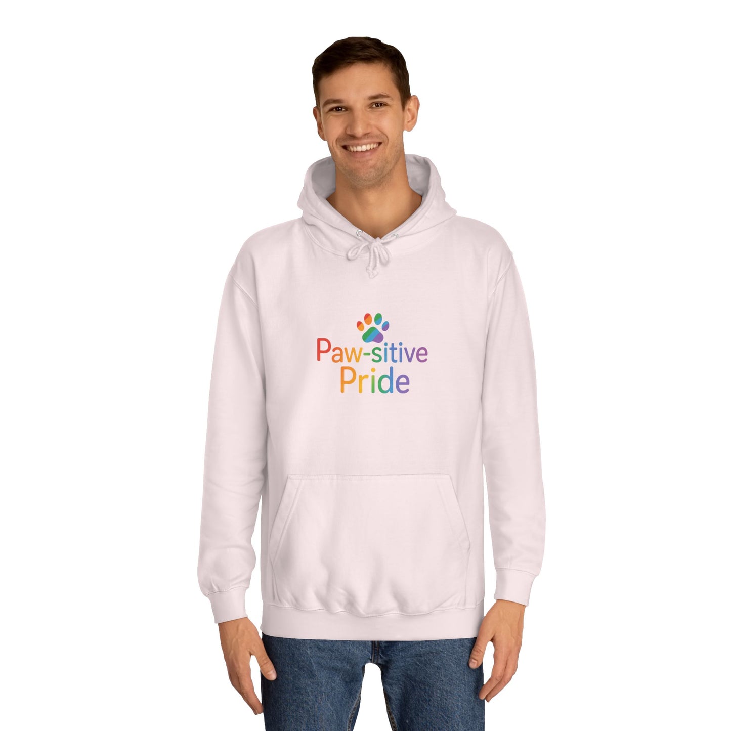 US Paw-sitive Pride College Hoodie, Unisex Hoodie, Gift for Pet Lovers, LGBTQ+ Apparel, Cozy College Sweatshirt, Animal Lover Fashion