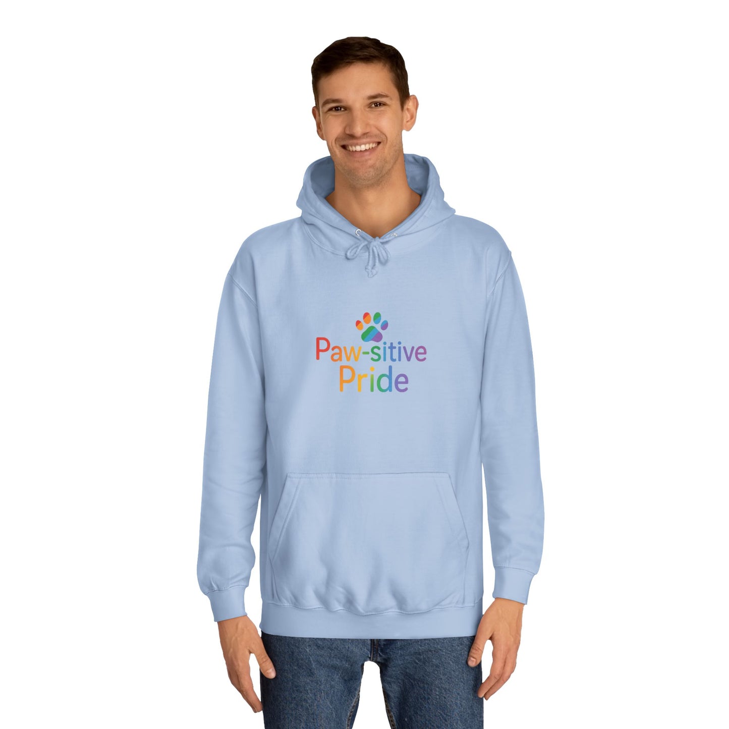 US Paw-sitive Pride College Hoodie, Unisex Hoodie, Gift for Pet Lovers, LGBTQ+ Apparel, Cozy College Sweatshirt, Animal Lover Fashion
