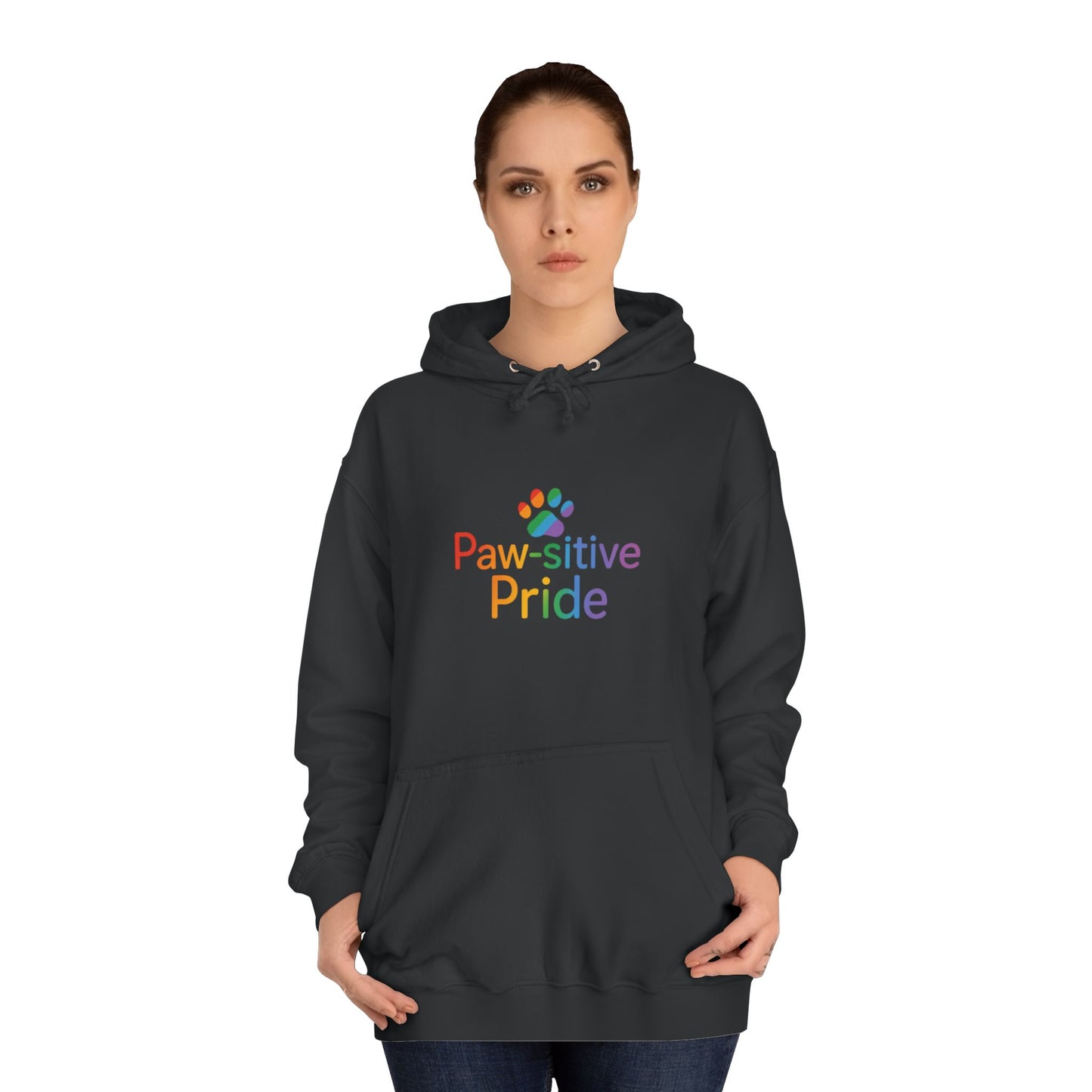 US Paw-sitive Pride College Hoodie, Unisex Hoodie, Gift for Pet Lovers, LGBTQ+ Apparel, Cozy College Sweatshirt, Animal Lover Fashion